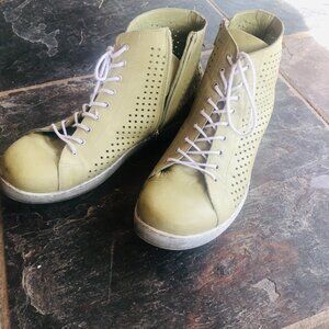 Andrea Conti high-top sneakers in green pastel soft leather.  Size 8